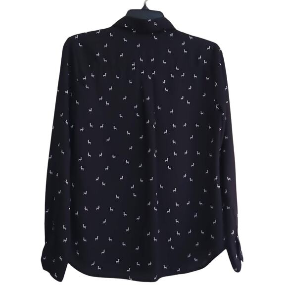 BANANA REPUBLIC Cute Llama Shirt‎ Blouse Top Classic Fit Size XS Novelty Print - Picture 2 of 8